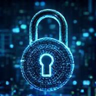 Cybersecurity digital lock graphic